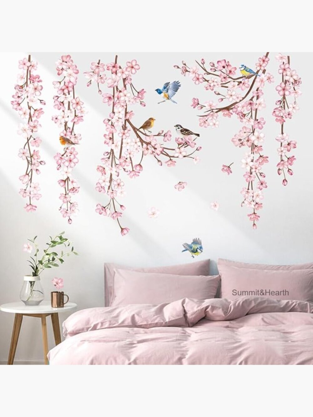 Vinyl Wall Stickers 8 Sheets Floral Tree Branch Birds Removable Waterproof Decor